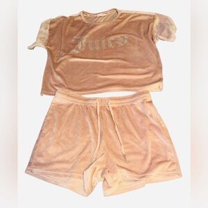 Peach/ Beige Juicy Couture Velvet Set PJs Sleepwear Comfortable szM
